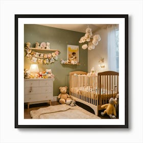 A Photo Of A Baby Crib With A Baby Sleeping In It 3 Art Print