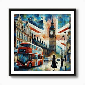 Abstract Puzzle Art English lady in London 3 Art Print