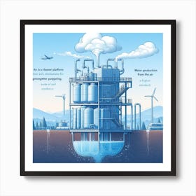 Illustration Of A Water Treatment Plant Art Print