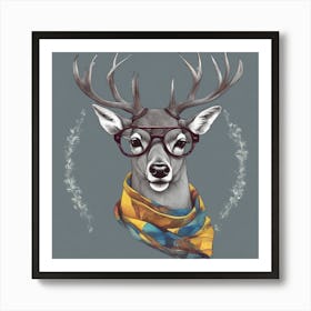 Deer With Glasses 1 Art Print