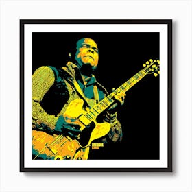 Freddie King Blues Music Guitarist in Pop Art Illustration Art Print