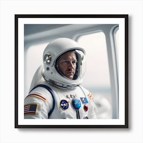 Astronaut Day Spaceman In White Space Suit Costume Open Glass Helmet 1 Art Print