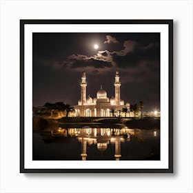 Islamic Mosque At Night 6 Art Print