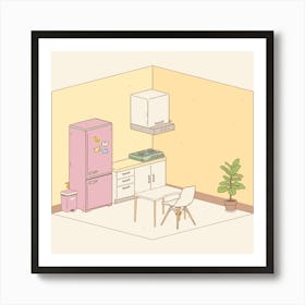 Pink Kitchen Art Print