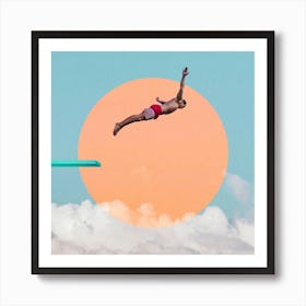 Sky Diving (Square) Art Print