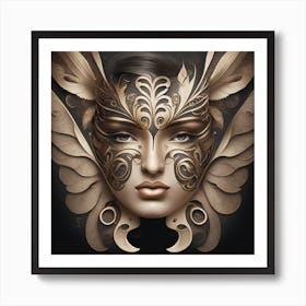 Default Wings And Face Show With Calligraphy Texture Style 0 Art Print