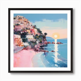 Moonlit Melodies: Abstract Pink Positano Serenity Art Print