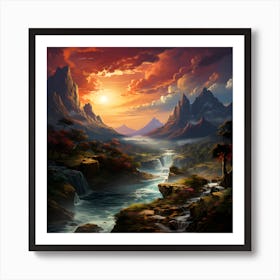 River Through The Mountains Two Art Print