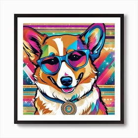 Corgi In Sunglasses 31 Art Print