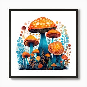 Mushrooms In The Forest 75 Art Print