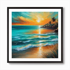 Sunset At The Beach 758 Art Print