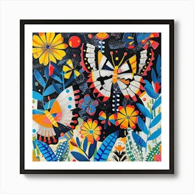 Butterflies in Garden 1 Art Print