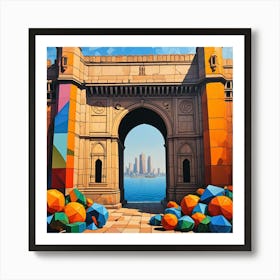 Gateway To India, India Cubism Style Art Print