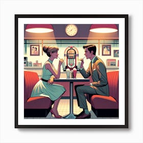 Evening Diner Date 60's Art Print