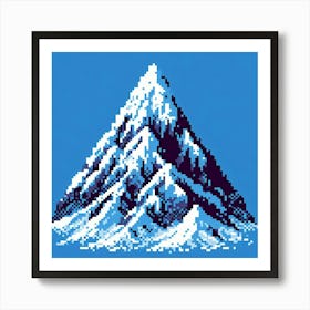 8-bit snowy mountain peak 1 Art Print