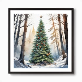 Christmas Tree In The Forest 126 Art Print
