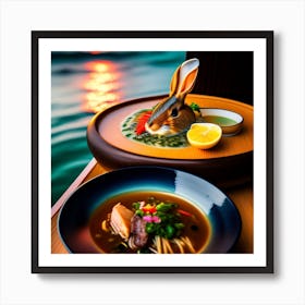 Japanese ramen and sushi 1 Art Print