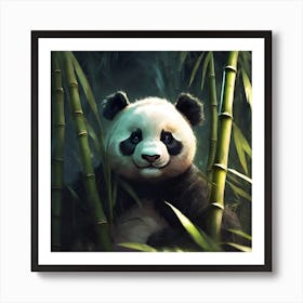 Young Panda Bear Cub amongst the Bamboo Art Print