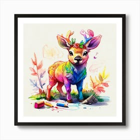 Colorful Deer 1 Art Print