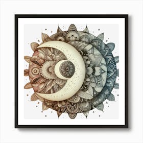 Moon And Flowers 1 Art Print