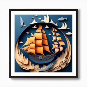 Paper art navy 09 Art Print