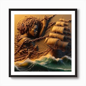 Ship In The Sea Art Print