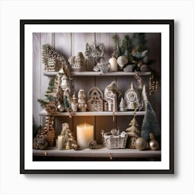 Firefly Charming Holiday Shelf With Festive Christmas Décor 92177 (2) Art Print