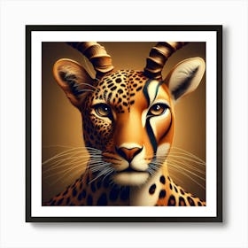 Symbiotic Hunter And Prey Cheetah And Antelope Color Illustration Poster