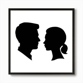 Silhouette Of Man And Woman Art Print