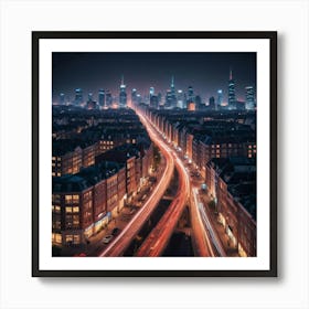 Cityscape At Night 11 Art Print