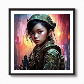 Asian Girl Soldier Art Print