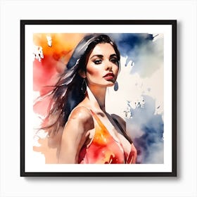 Watercolor Portrait Of A Woman Art Print