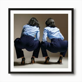 Two Women Squatting Art Print