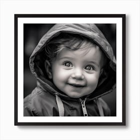 Black And White Portrait Of A Baby Art Print