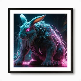 neon nightmare Rabbit Art Print