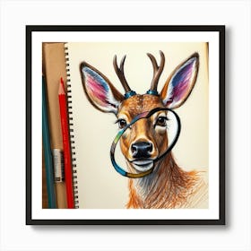 Deer Drawing 34 Art Print