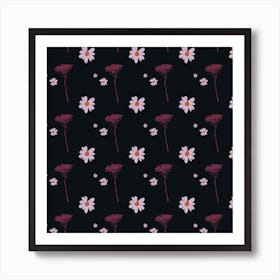 Daisy Pattern Dark Art Print