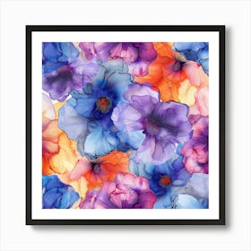 Watercolor Flowers Seamless Pattern Art Print