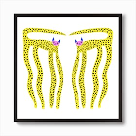 Spotted Yellow Cats Square Art Print