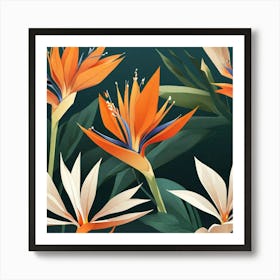 Flower of Bird of Paradise, Vector art Art Print