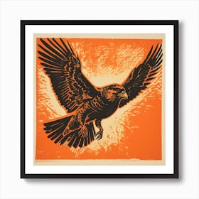 Retro Bird Lithograph Falcon 4 Art Print