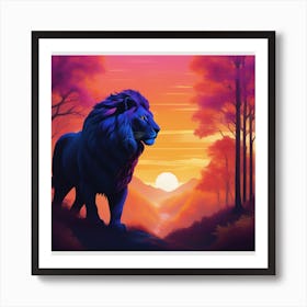 Lion At Sunset Art Print