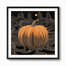 Yayoi Kusama Inspired Pumpkin Black And Orange 2 Art Print