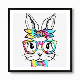 Cute Bunny Face With Tie Dye Glasses Easter Day Cool Rabbit Art Print