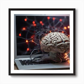 Brain On A Laptop Art Print