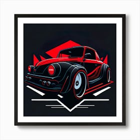 Car Red Artwork Of Graphic Design Flat (154) Art Print