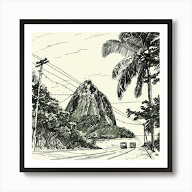 A Sugarloaf Mountain In Rio De Janeiro Hand Draw 1719996060 2 Art Print