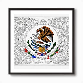 Mexico Flag Coloring Page 4 Art Print