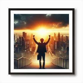 Businessman Celebrating Success Art Print