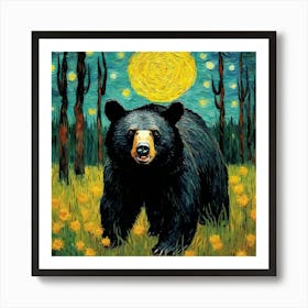 Black Bear At Night Art Print